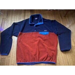 VTG Patagonia Lightweight Synchilla Snap T Fleece Pullover XL Classic Navy Red